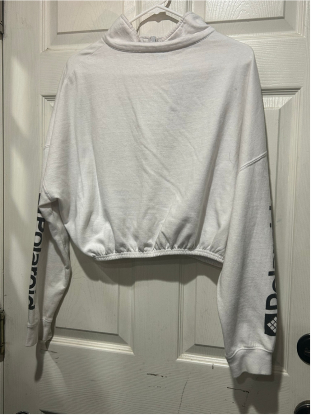 Women's Polaroid Cropped Quarter-Zip Sweatshirt White Size L - Picture 4 of 4